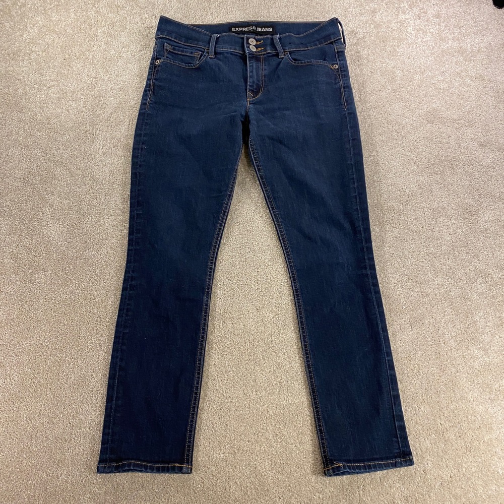 Express Jeans Cropped‎ Legging Womens 6 Dark Indigo Mid Rise Stretch